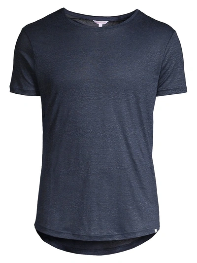 Shop Orlebar Brown Men's Ob-t Linen T-shirt In Navy