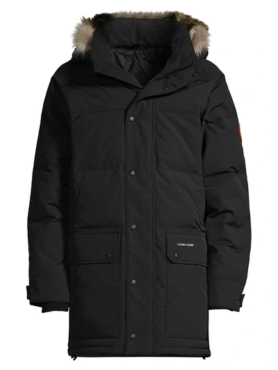 Shop Canada Goose Men's Emory Coyote Fur Hooded Parka In Black