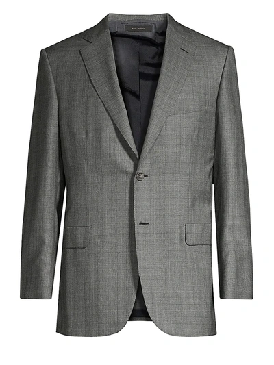 Shop Brioni Men's Windowpane Wool & Silk Suit Jacket In Graphite