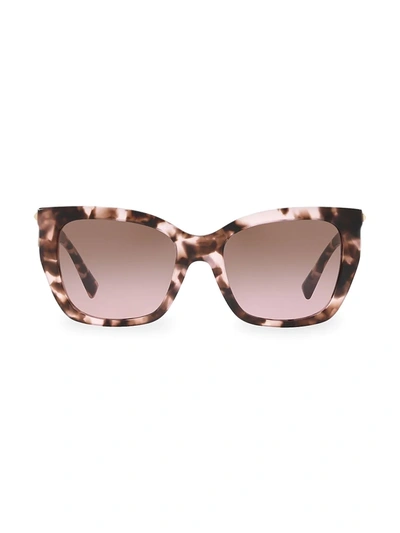 Shop Valentino 53mm Rockstud Square Cat Eye Sunglasses In Pink Havana