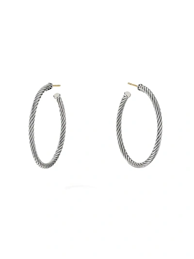 Shop David Yurman Women's Cable Sterling Silver Hoop Earrings
