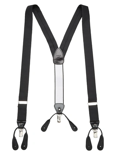Shop Saks Fifth Avenue Men's Collection Silk & Leather Suspenders In Black