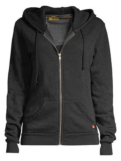 Shop Aviator Nation Lightning Bolt Zip Hoodie In Charcoal Gold