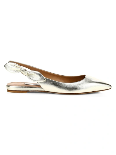 Shop Tabitha Simmons Women's Rise Metallic Leather Slingback Flats In Champagne