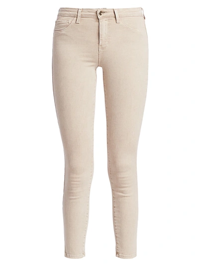 L'agence Margot Cropped Coated High-rise Skinny Jeans In Biscuit