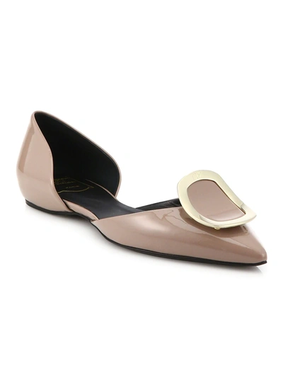 Shop Roger Vivier Women's Sexy Choc Patent Leather D'orsay Flats In Stone