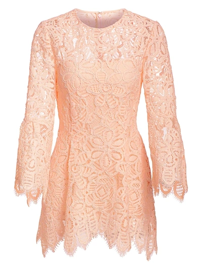 Shop Lela Rose Women's Bell Sleeve Corded Lace Blouse In Blush