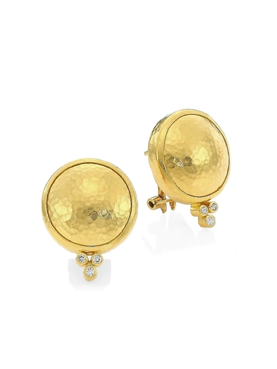 Shop Gurhan Women's Amulet 24k Yellow Gold & Diamond Button Earrings