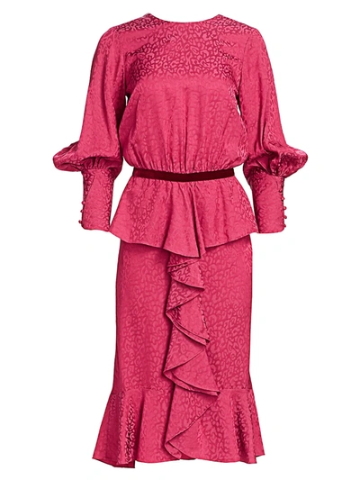Shop Johanna Ortiz Women's Harlem Renaissance Peplum Dress In Magenta