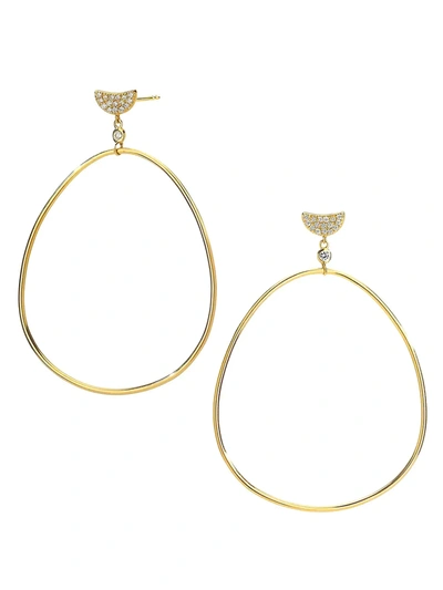 Shop Celara 14k Yellow Gold & Diamond Frontal Hoop Earrings