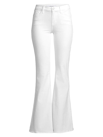 Shop J Brand Women's Valentina High-rise Flare Jeans In Blanc