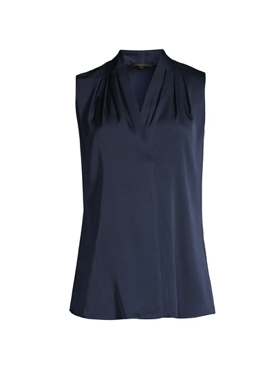 Shop Kobi Halperin Women's Mila Sleeveless Draped Blouse In Midnight Blue