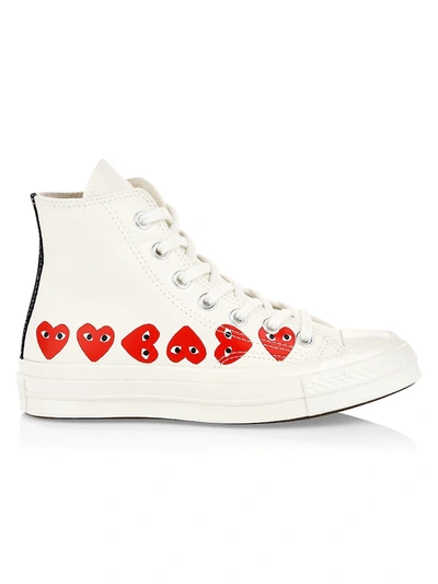 Shop Comme Des Garçons Play Women's Cdg Play X Converse Unisex Chuck Taylor All Star Multi Heart High-top Sneakers In White