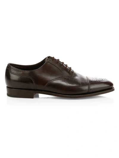 Shop John Lobb Men's Hartland Classic Leather Oxfords In Dark Brown