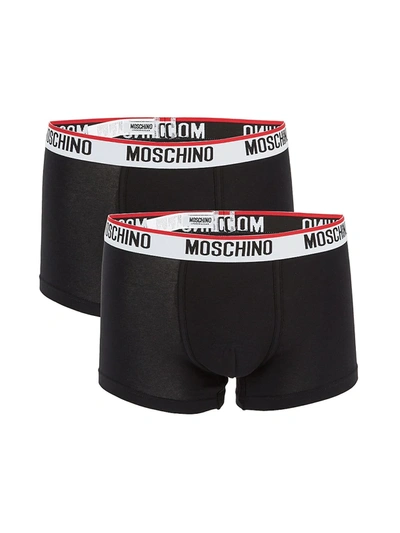 Shop Moschino Men's 2-pack Basic Trunks In Black