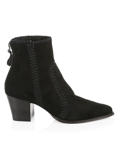 Shop Alexandre Birman Women's Benta Embroidered Suede Ankle Boots In Black