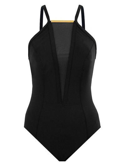 Shop Amoressa By Miraclesuit Gold Standard Bullion Halter One-piece Swimsuit In Black
