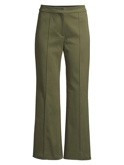 Shop Derek Lam Cropped Flare Twill Trousers In Army