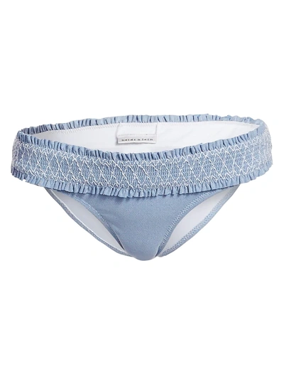 Shop Heidi Klein Women's Smocked Hipster Bikini Bottom In Blue