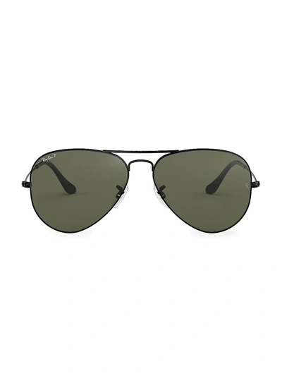 Shop Ray Ban Women's Rb3025 55mm Aviator Sunglasses In Black Green
