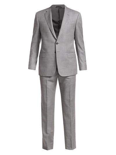 Shop Giorgio Armani Men's Micro Twill Wool Suit In Gargoyle