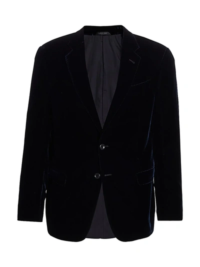 Shop Giorgio Armani Men's Stretch Solid Velvet Dinner Jacket In Navy
