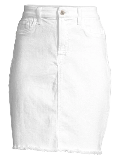 Shop Jen7 By 7 For All Mankind Women's Frayed Hem Denim Pencil Skirt In White
