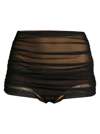 Shop Norma Kamali Women's Mesh Bill High-waist Bikini Bottom In Black Mesh