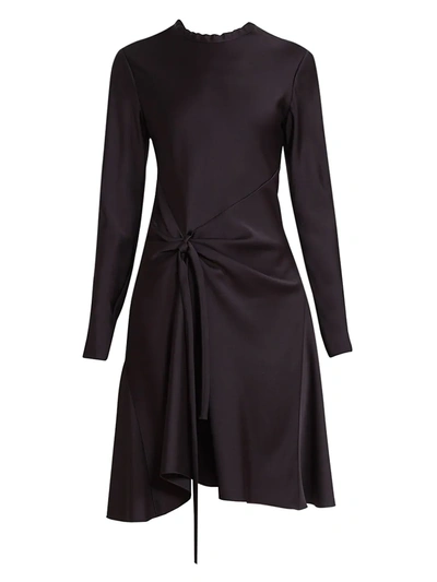 Shop Chloé Knot Detail Long Sleeve A-line Dress In Black