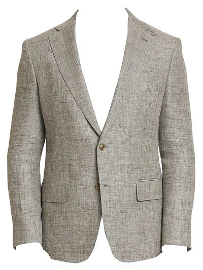 Shop Robert Graham Men's Leland Tailored-fit Linen-blend Blazer In Grey