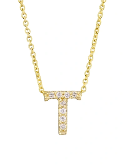 Shop Roberto Coin Women's Tiny Treasures 18k Yellow Gold & Diamond Letter Pendant Necklace