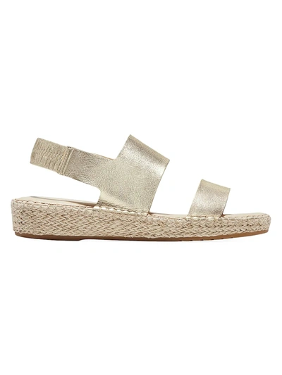 Shop Cole Haan Women's Cloudfeel Metallic Leather Espadrille Sandals In Soft Gold
