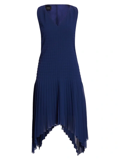 Shop Akris Sleeveless Plissé Quilted Swing Dress In Enzian Blue