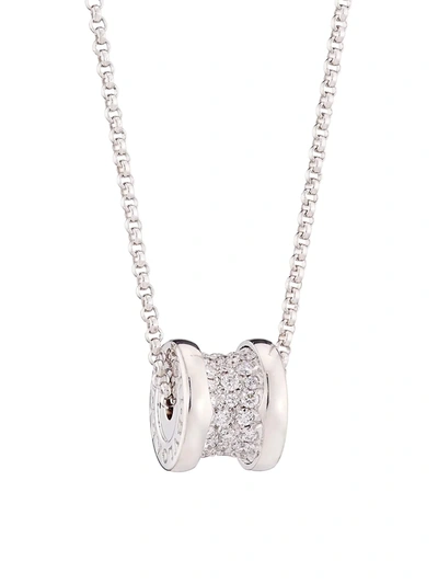 Shop Bvlgari B. Zero1 18k White Gold & Pavé Diamond Necklace In Metallic