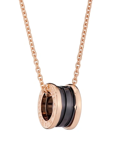 Shop Bvlgari Women's B. Zero1 18k Rose Gold & Black Ceramic Necklace