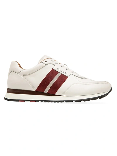 Shop Bally Men's Ascona Aston Striped Leather Runners In Red