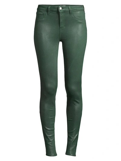 Shop L Agence Women's Marguerite High-rise Coated Skinny Jeans In Evergreen
