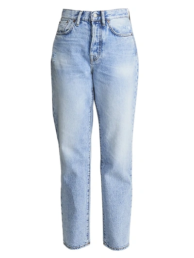 Shop Acne Studios Women's High-rise Boyfriend-fit Five-pocket Cropped Ankle Jeans In Light Blue