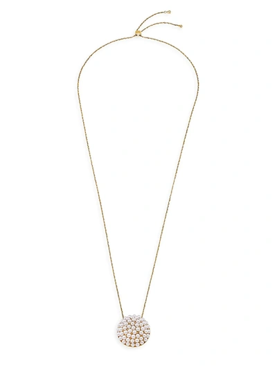 Shop Majorica Women's Allegra Faux-pearl & Goldplated Steel Pendant Necklace In White