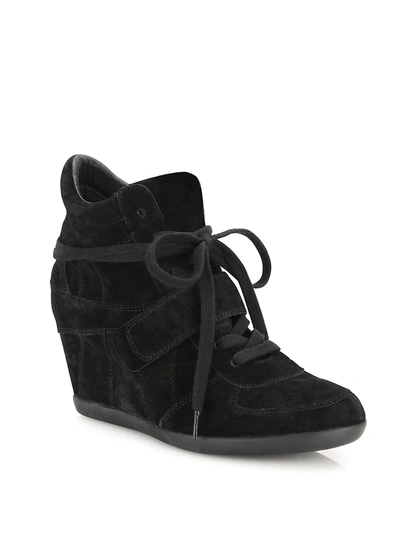 Shop Ash Women's Bowie Suede High-top Wedge Sneakers In Black