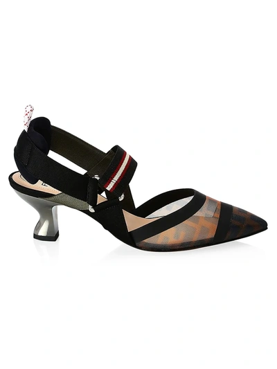 Shop Fendi Women's Colibri Mesh Slingback Pumps In Black Multi