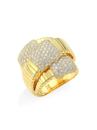 Shop Alberto Milani Via Brera 18k Yellow Gold & Diamond Triple Layer Ring