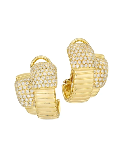 Shop Alberto Milani Via Brera 18k Yellow Gold & Diamond Double Layer Earrings