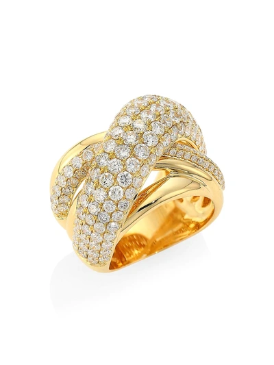 Shop Alberto Milani Women's Via Brera 18k Yellow Gold & Pavé Diamond Crisscross Ring
