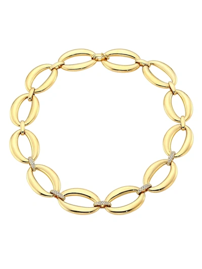 Shop Alberto Milani Women's Via Senato 18k Gold & Diamond Interlock Chain Collar Necklace