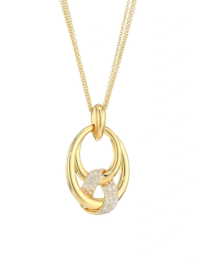 Shop Alberto Milani Via Brera 18k Gold Diamond Graduated Oval Pendant Necklace
