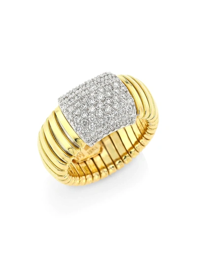 Shop Alberto Milani Women's Via Bagutta 18k Gold & Diamond Coiled Rectangle Ring