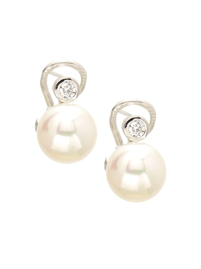 Shop Majorica Women's Crystal, Faux Pearl & Sterling Silver Orb Drop Earrings In White