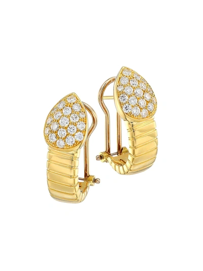 Shop Alberto Milani Women's Via Brera 18k Yellow Gold & Pavé Diamond Pear Earrings