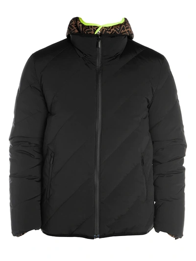 Shop Fendi Reversible Ff & Quilted Down Puffer Jacket In Black